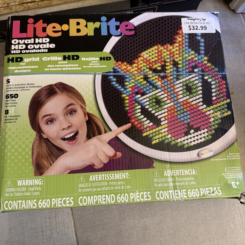 Lite Brite Oval HD Light up Toy - 650 Mini Pegs, 7 HD Design Templates
